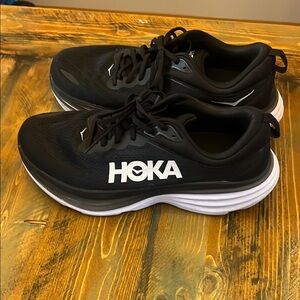 HOKA Men's Bondi 8 Black Running Shoes. Excellent condition